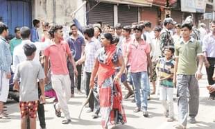 Locals protesting the lynchings in Jharkhand. 